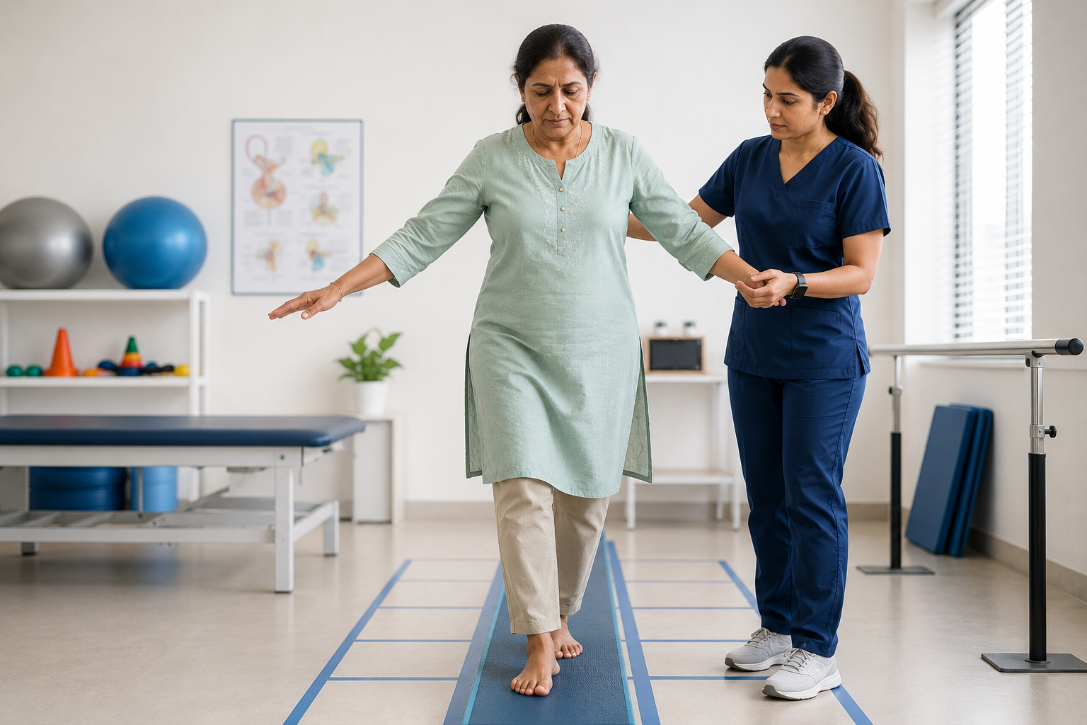 Indian woman experiencing dizziness and head discomfort