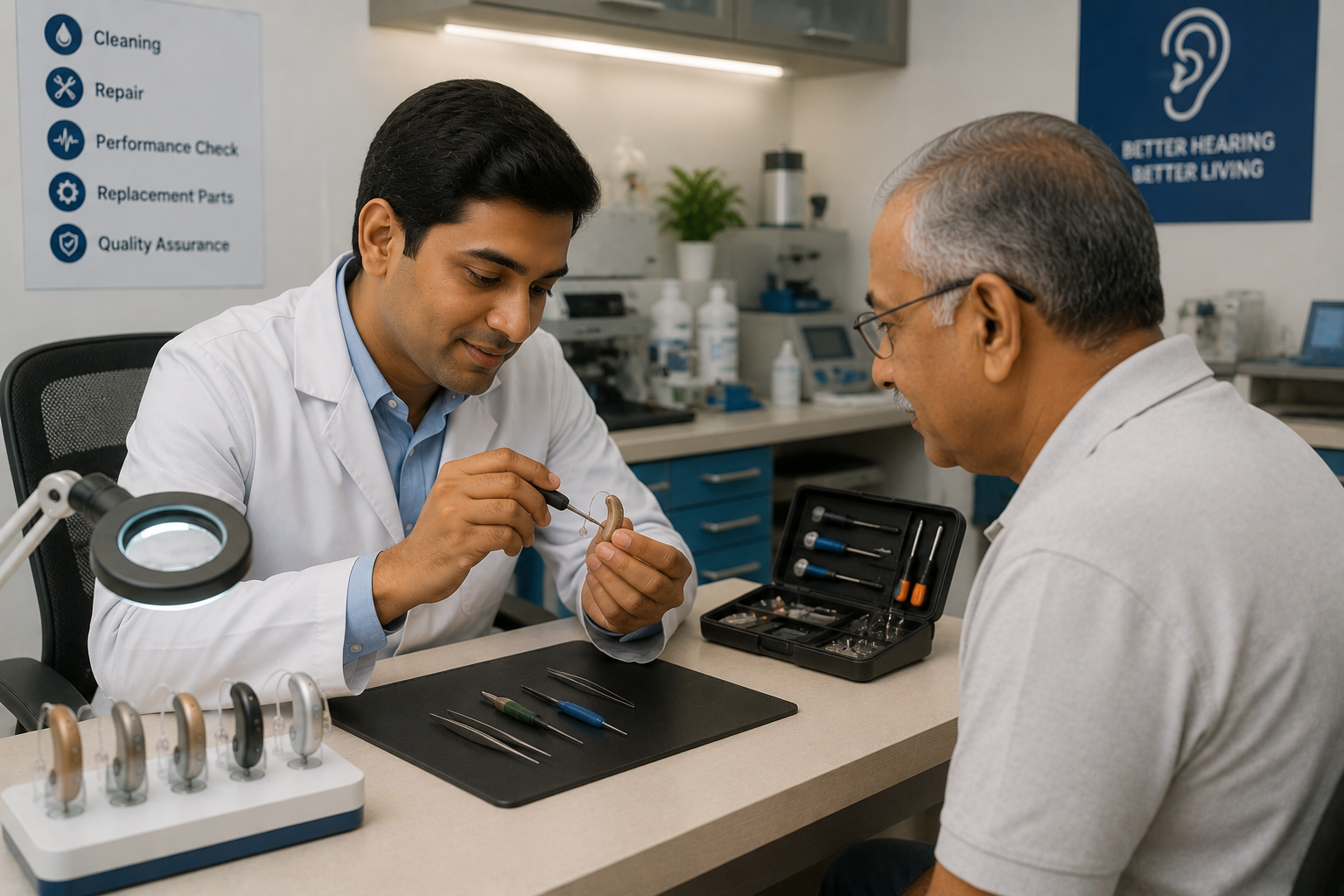Hearing aid repair and servicing