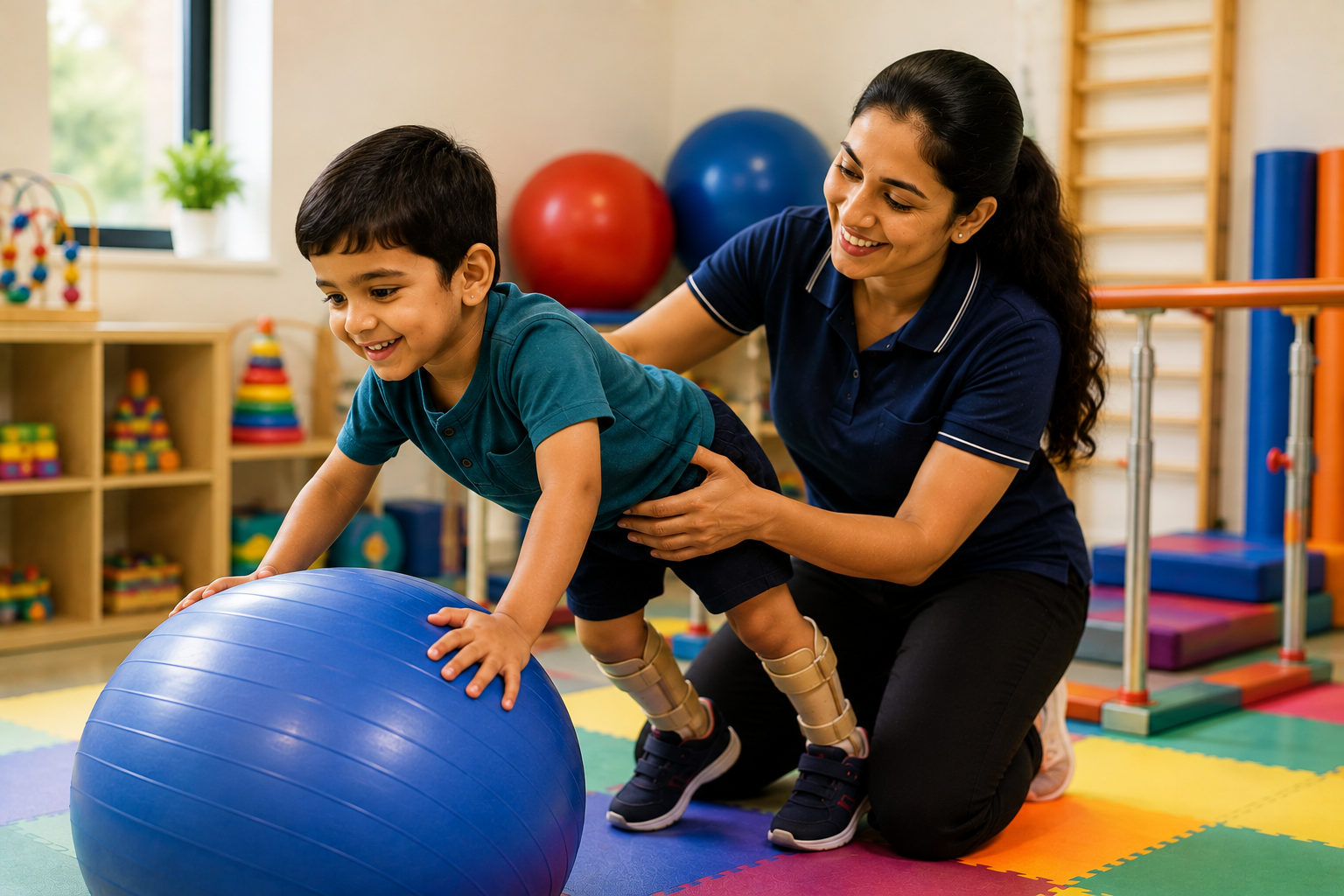 Child participating in developmental activities