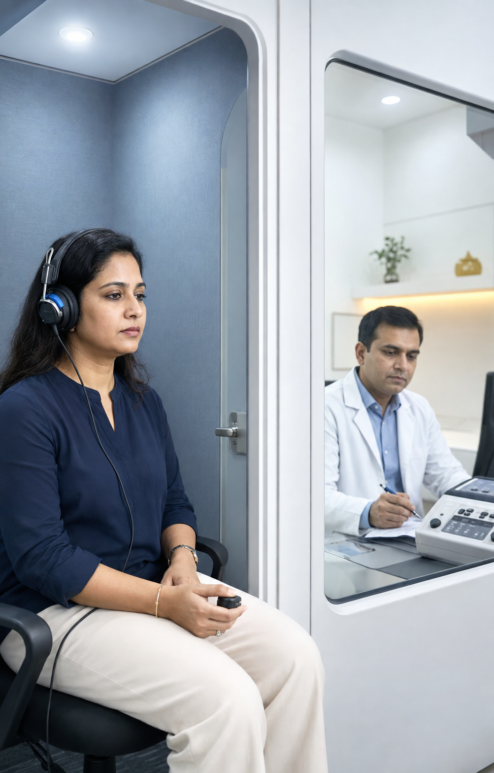 Indian patient receiving tinnitus evaluation